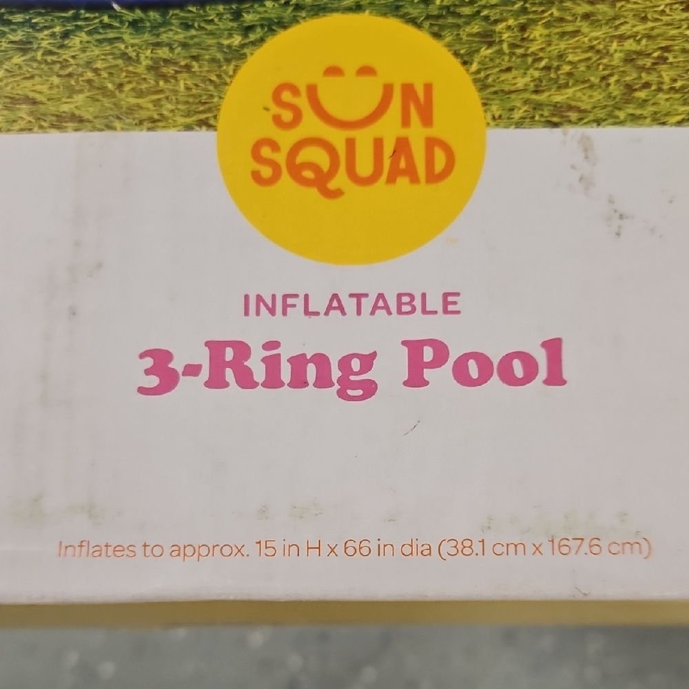 NWT Sun Squad Inflatable 3-Ring Pool - Multicolor - Picture 4 of 9